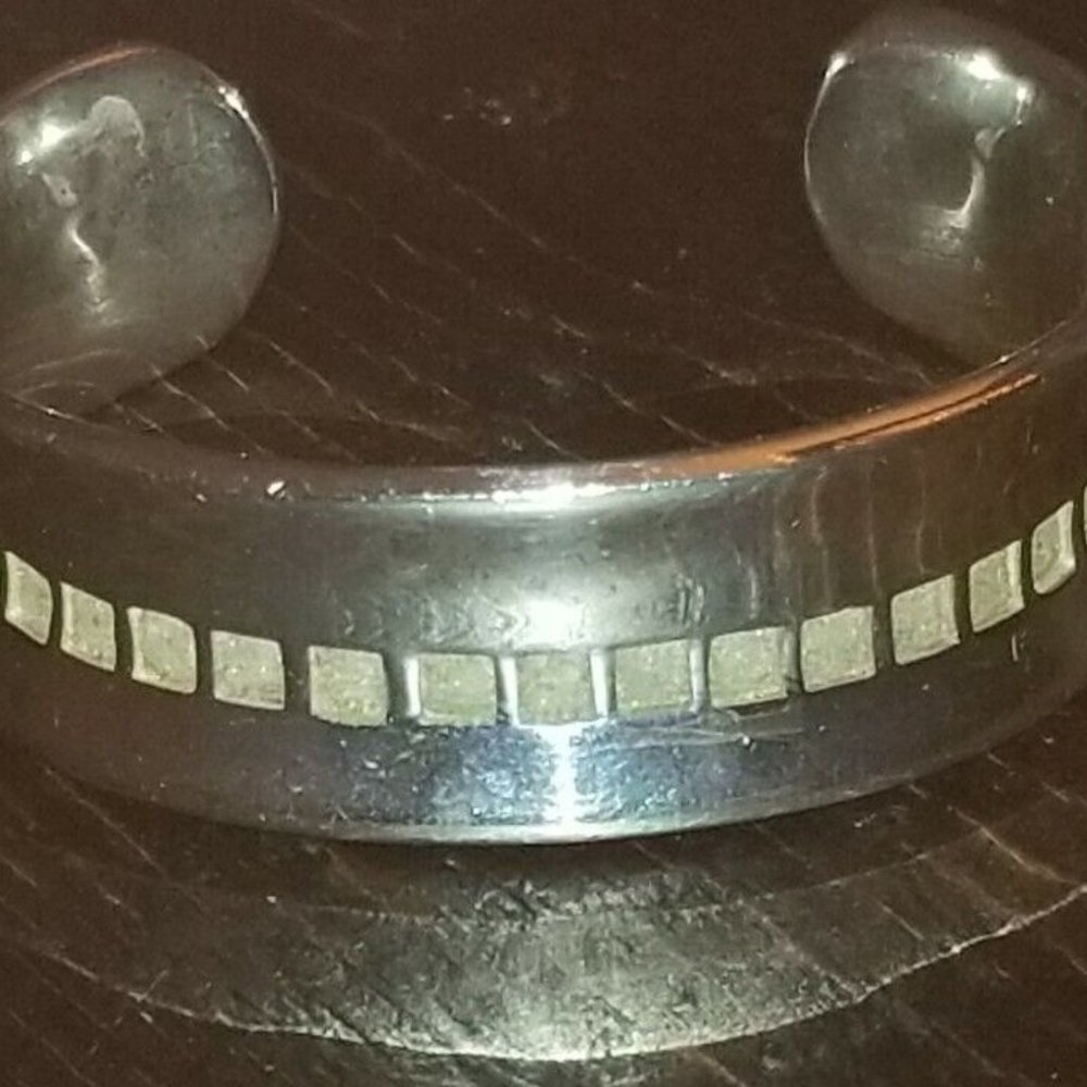 RARE VINTAGE 2004 BIRKS MAYORS 925 SILVER LINKS IMPRESSIONS CUFF BANGLE BRACELET
